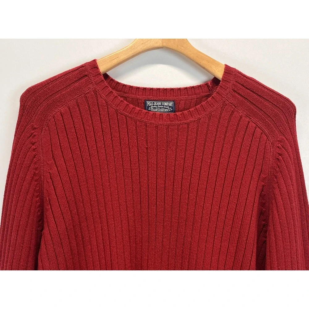 Vintage Polo Jeans Company Ribbed Sweater Sz XLarge GUC 90's Red Mens Y2K Knit